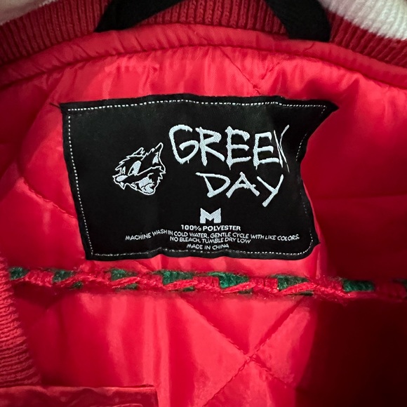 Greenday Rev Rad Red Satin Bomber Jacket - Picture 2 of 4